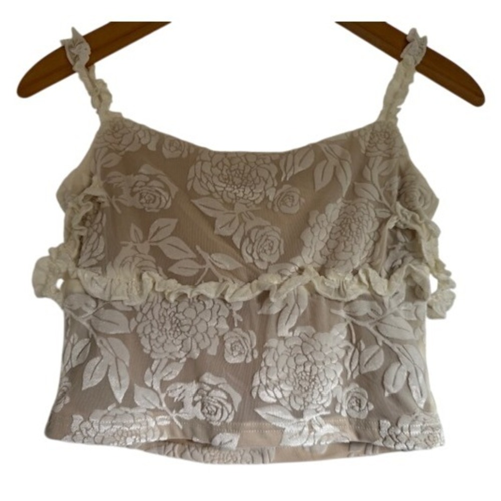 NWT Princess Polly Allise Frill Top Cream Lace Floral Ruffle Camisole Women US 6 - Picture 7 of 9